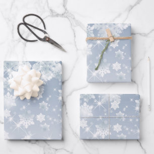 Hoja De Papel De Regalo Brillantes copos de nieve