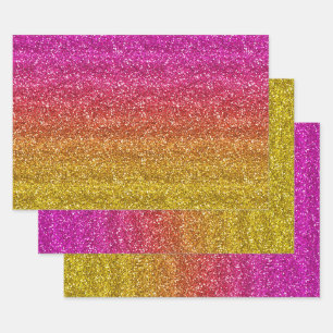 Hoja De Papel De Regalo Brillo Gradiente Rosa y Amarillo Brillante