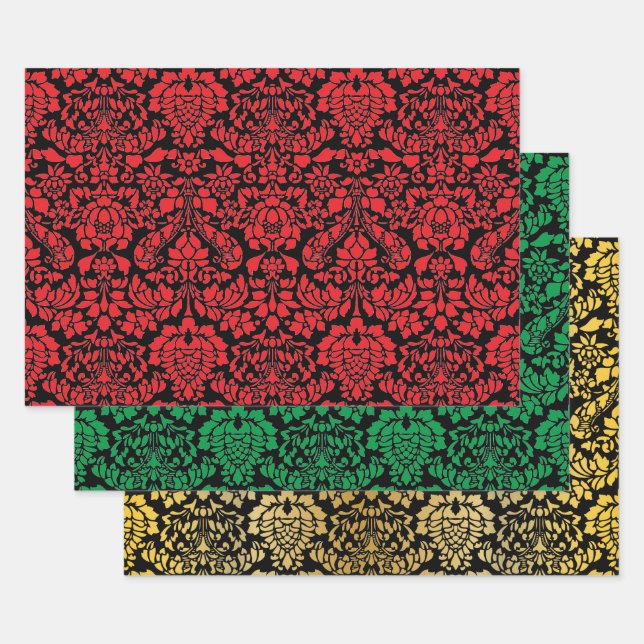 Hoja De Papel De Regalo Brocade Dark Trio (Set)