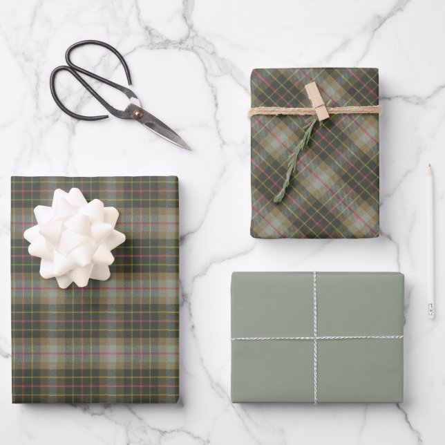 Hoja De Papel De Regalo Brodie Hunting Weathered Original Escocia Tartán (Anverso)