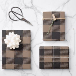 Hoja De Papel De Regalo Brown Black Gingham Buffalo Plaid Farmhouse