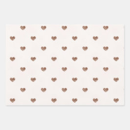 Hoja De Papel De Regalo Brown Sugar Pink Glitter Hearts Birthday
