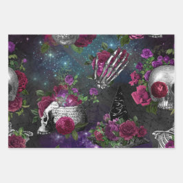 Hoja De Papel De Regalo Bruja gótica romántica y Rosas a medianoche