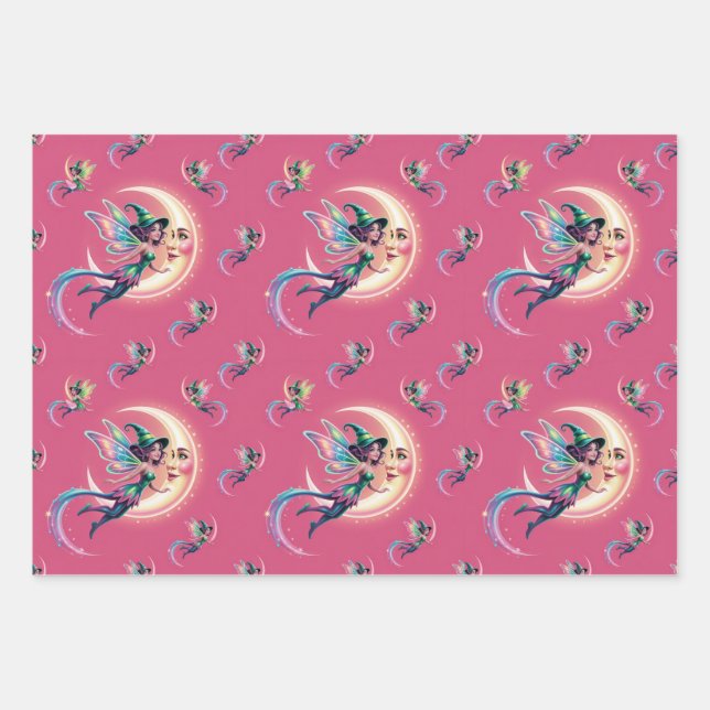 Hoja De Papel De Regalo Bruja neón, calabazas rústicas, maíz dulce, (Anverso)