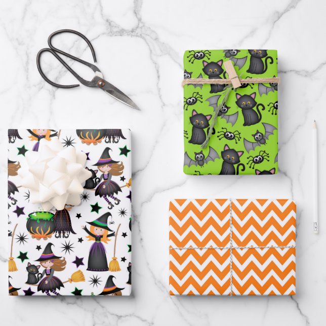 Hoja De Papel De Regalo Brujas de Halloween  (Anverso)