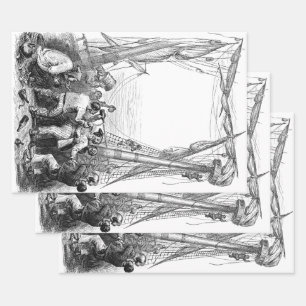 Hoja De Papel De Regalo Bucaneros de época y barco pirata naufragado