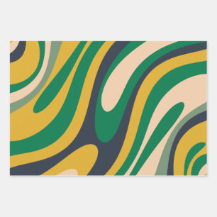 Hoja De Papel De Regalo Bucles ondulados Patrones de múltiples colores abs