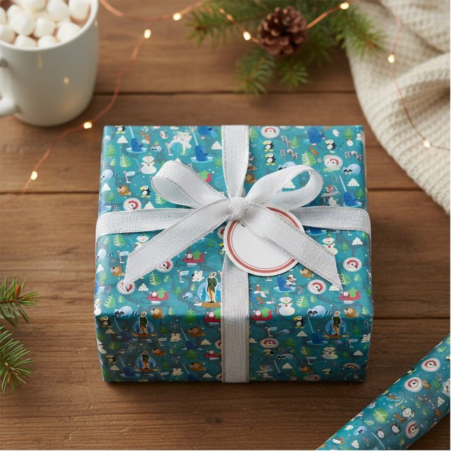 Hoja De Papel De Regalo Buddy el patrón Verde azulado de elfo y caracteres (Subido por el creador)