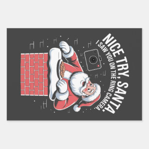 Hoja De Papel De Regalo Buen intento Santa te vi en la cámara del timbre d