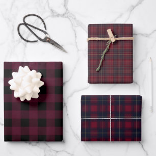 Hoja De Papel De Regalo Búfalo puro revestido rojo negro tradicional
