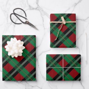 Hoja De Papel De Regalo Búfalo Verde Rojo Navidades Tartan Plaid