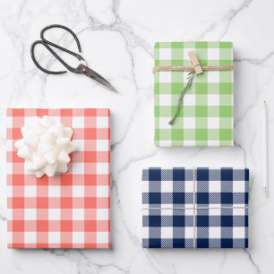 Hoja De Papel De Regalo Buffalo Check gingham patrón Set Holiday