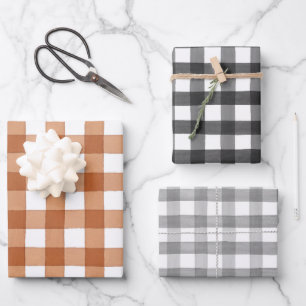 Hoja De Papel De Regalo Buffalo de color negro, Naranja quemado y Gray Gin