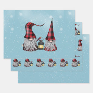 Hoja De Papel De Regalo Buffalo Plaid Gnomes