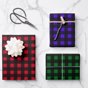 Hoja De Papel De Regalo Buffalo Trío rojo verde