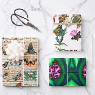 Hoja De Papel De Regalo bugs de Dama Flores de mariposas hoja Flores de mú