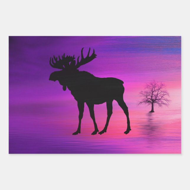 Hoja De Papel De Regalo Bull Moose Silhouette (Anverso)