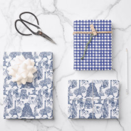 Hoja De Papel De Regalo Bulldog FRANCÉS Frenchie Blue Toile