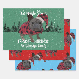 Hoja De Papel De Regalo Bulldog Francés Navidad Perro Personalizado French