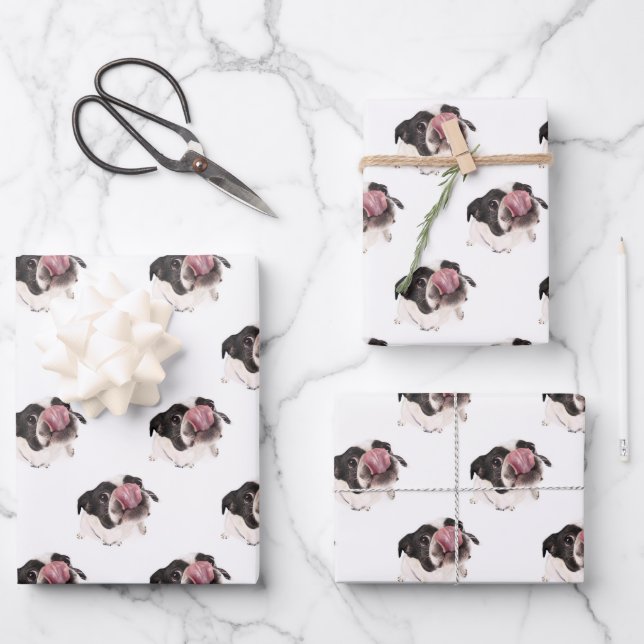 Hoja De Papel De Regalo Bulldog francés personalizado | Perro dulce (Anverso)