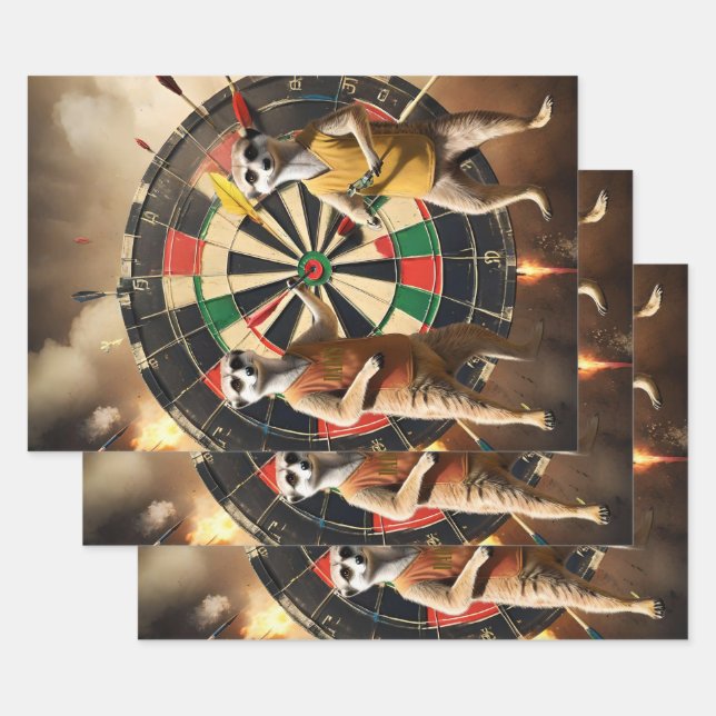 Hoja De Papel De Regalo Bullseye Burrow: Liga Meerkat Dart, (Set)