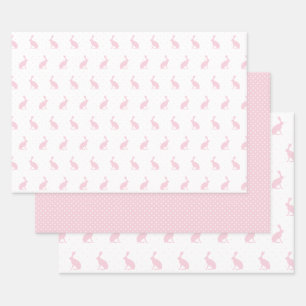 Hoja De Papel De Regalo Bunnies rosados y blancos de Rubor con un patrón