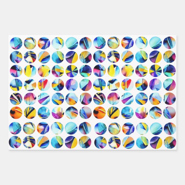 Hoja De Papel De Regalo Bunte Kreise auf weißem Hintergrund (Anverso 3)