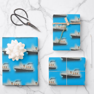 Hoja De Papel De Regalo Buque Titanic Vintage Blue White Star Line