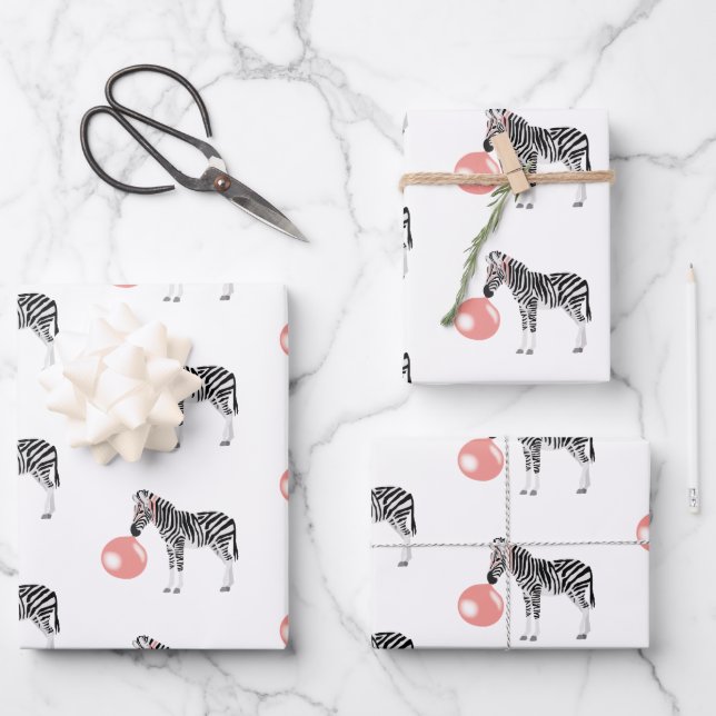 Hoja De Papel De Regalo Burbuja Gum Zebra (Anverso)