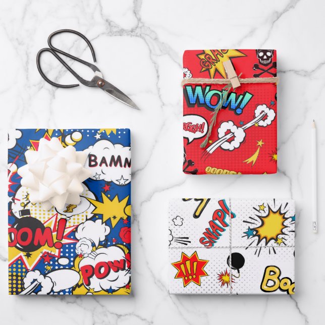 Hoja De Papel De Regalo Burbujas cómicas (Anverso)
