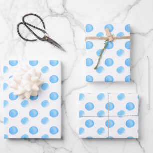 Hoja De Papel De Regalo Burbujas de acuarela patrón pintado a mano azul