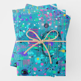 Hoja De Papel De Regalo Burbujas Oceánicas: Arte Maximalista