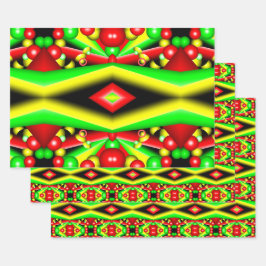 Hoja De Papel De Regalo Burbujas Y Rayas Amarillas Rojas Verdes Resumen Ar