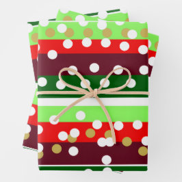 Hoja De Papel De Regalo Burgundy and Emerald Golden Polka Dots Christmas 