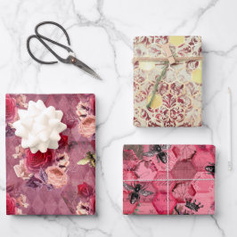 Hoja De Papel De Regalo Burgundy Bee Series Design Four