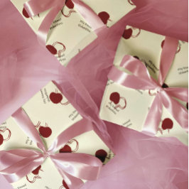 Hoja De Papel De Regalo Burgundy Cherries & Sweet Script – Valentine
