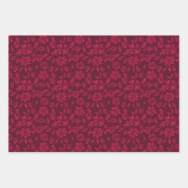 Hoja De Papel De Regalo Burgundy Vintage Floral