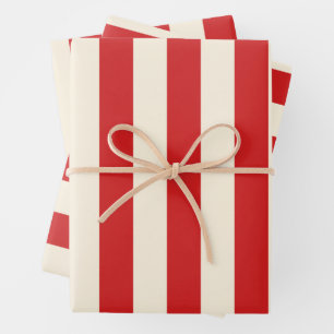 Hoja De Papel De Regalo Buzón de crema de tofu rayas rojas