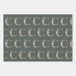 Hoja De Papel De Regalo C Monograma Floral