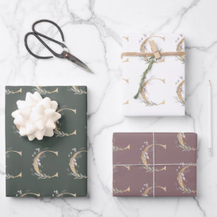 Hoja De Papel De Regalo C Monograma Floral