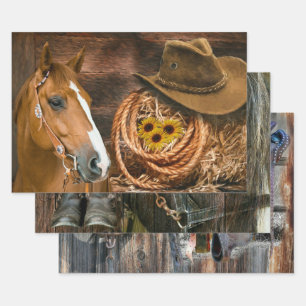 Hoja De Papel De Regalo Caballo Boots Saddle Horseshoe