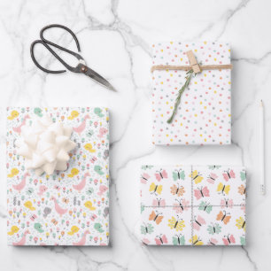 Hoja De Papel De Regalo Caballo, cotilleos y mariposas pastel