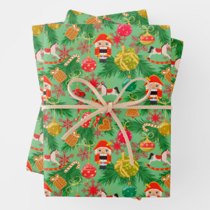 Hoja De Papel De Regalo Caballo de balancín de juguete soldados cascanuece