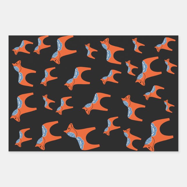 Hoja De Papel De Regalo Caballo de dala sueco tradicional (Anverso)