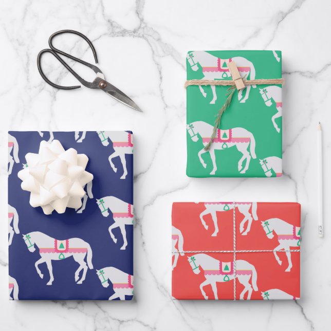 Hoja De Papel De Regalo Caballo de Navidades de Preppy de 3 (Anverso)