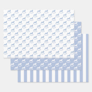 Hoja De Papel De Regalo Caballo de Rocas Azul Bebé