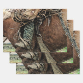 Hoja De Papel De Regalo Caballo montando Rodeo Occidental