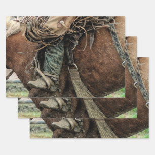 Hoja De Papel De Regalo Caballo montando Rodeo Occidental