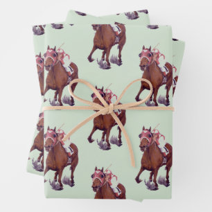 Hoja De Papel De Regalo Caballo Pura Sangre Gana la Carrera