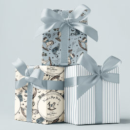 Hoja De Papel De Regalo Caballo rocoso gótico Baby Shower Blue Victorian